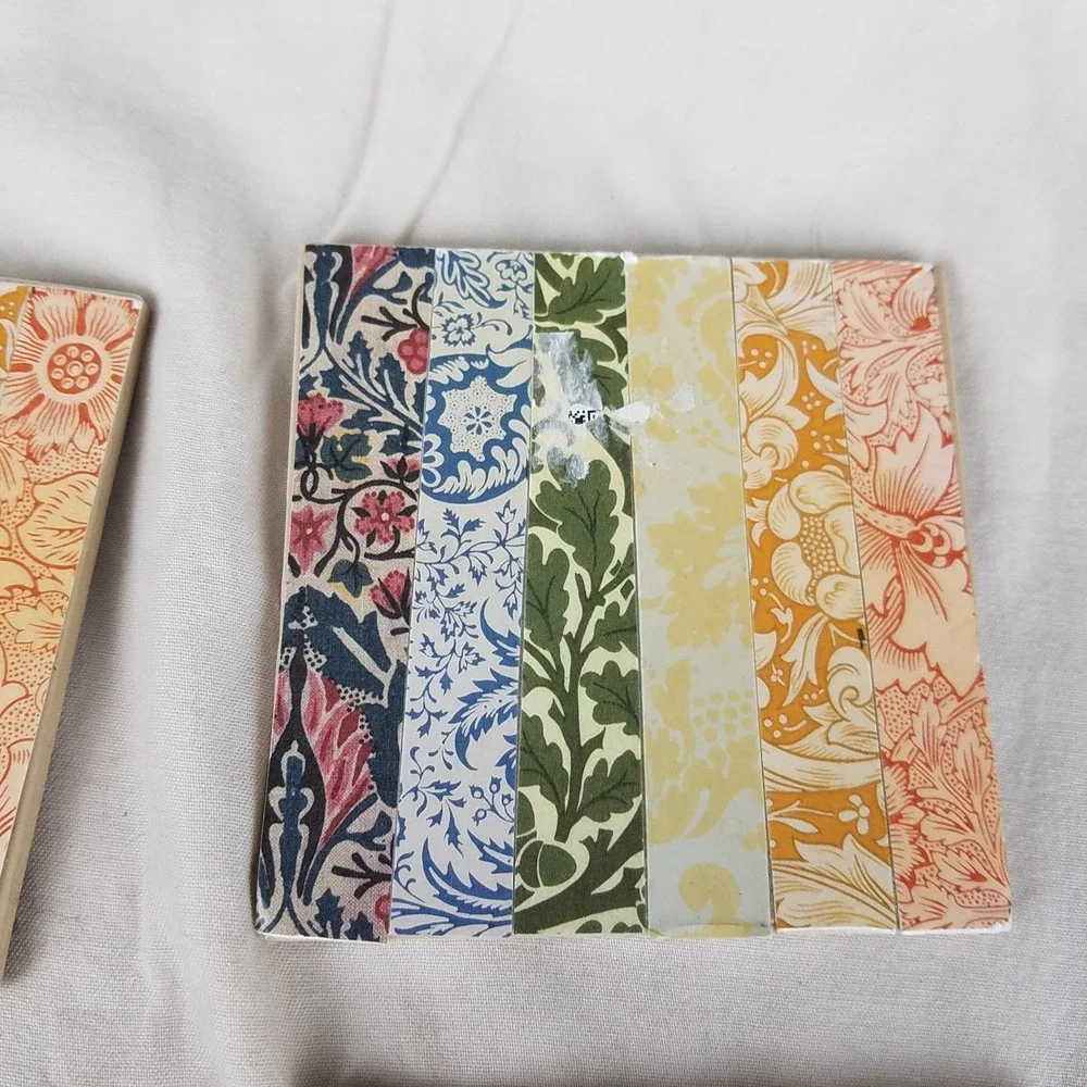 William Morris Style Ceramic Tile Coasters Set of 5 Multicolor Floral Arts Craft